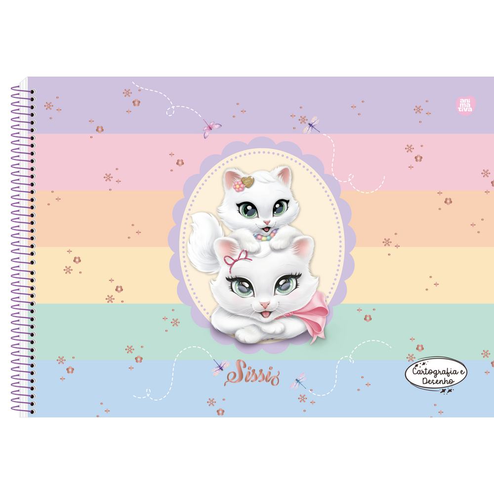 Caderno Desenho 80 Folhas Gatinha Sissi Animativa 3500