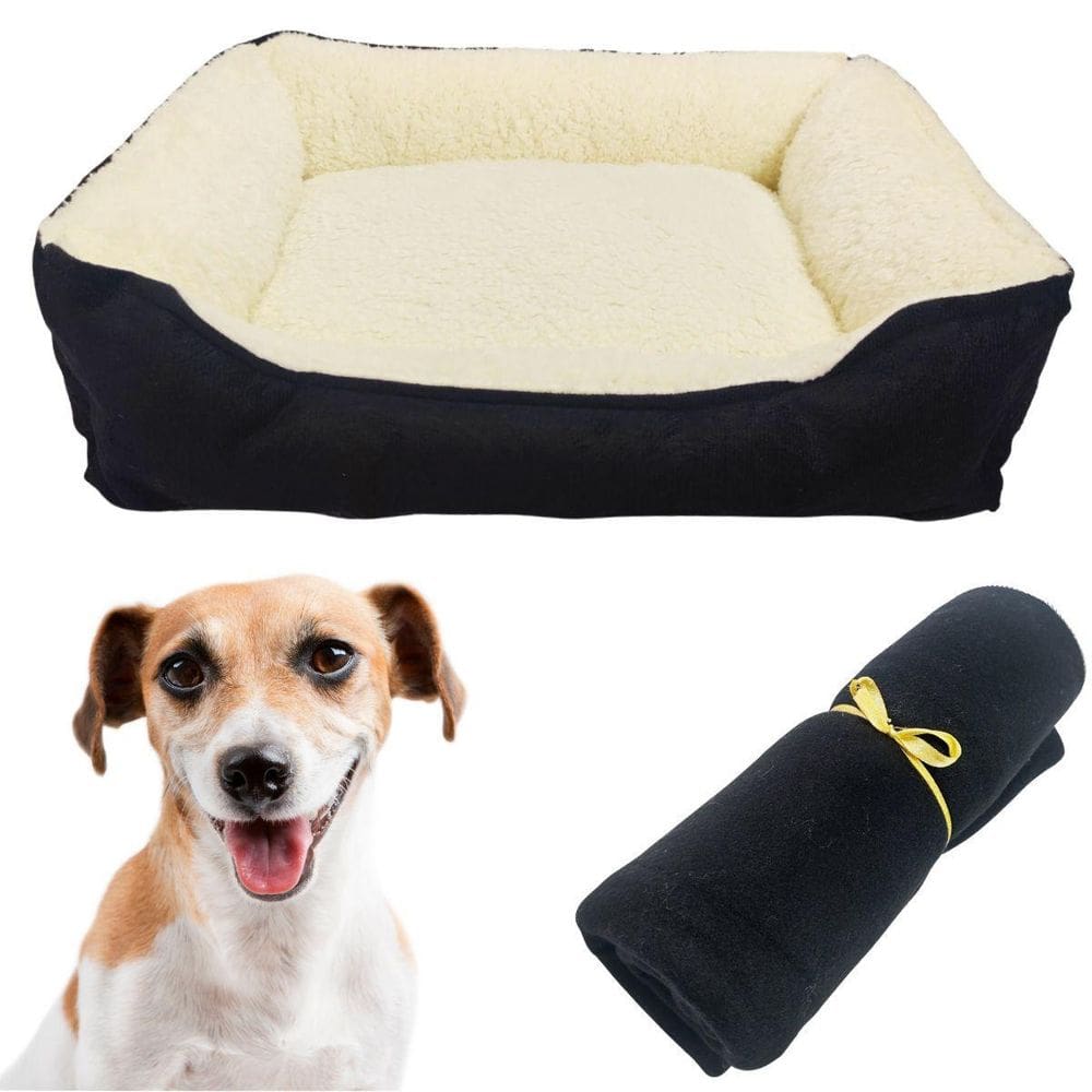 Cama Confort M Luxo Para Cães E Gatos Com Manta Soft 90X75