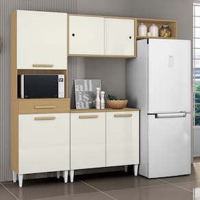 Armário para Cozinha 2m 4 Portas 1 Gaveta Atacama / Off White Isabelle A1 Aramóveis