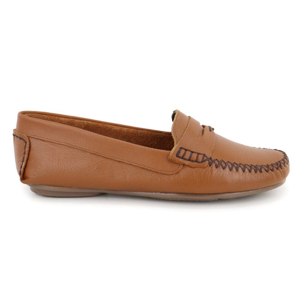 Mocassim Feminino Conforto Couro Marrom Drive Macio casual Granado