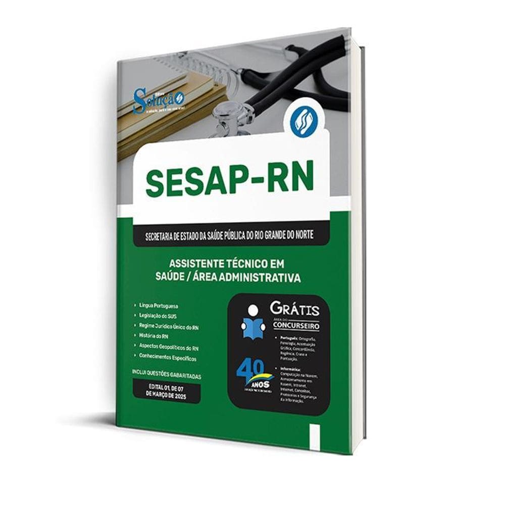 Apostila Sesap Rn 2025 Assistente Técnico Em Saúde Área: