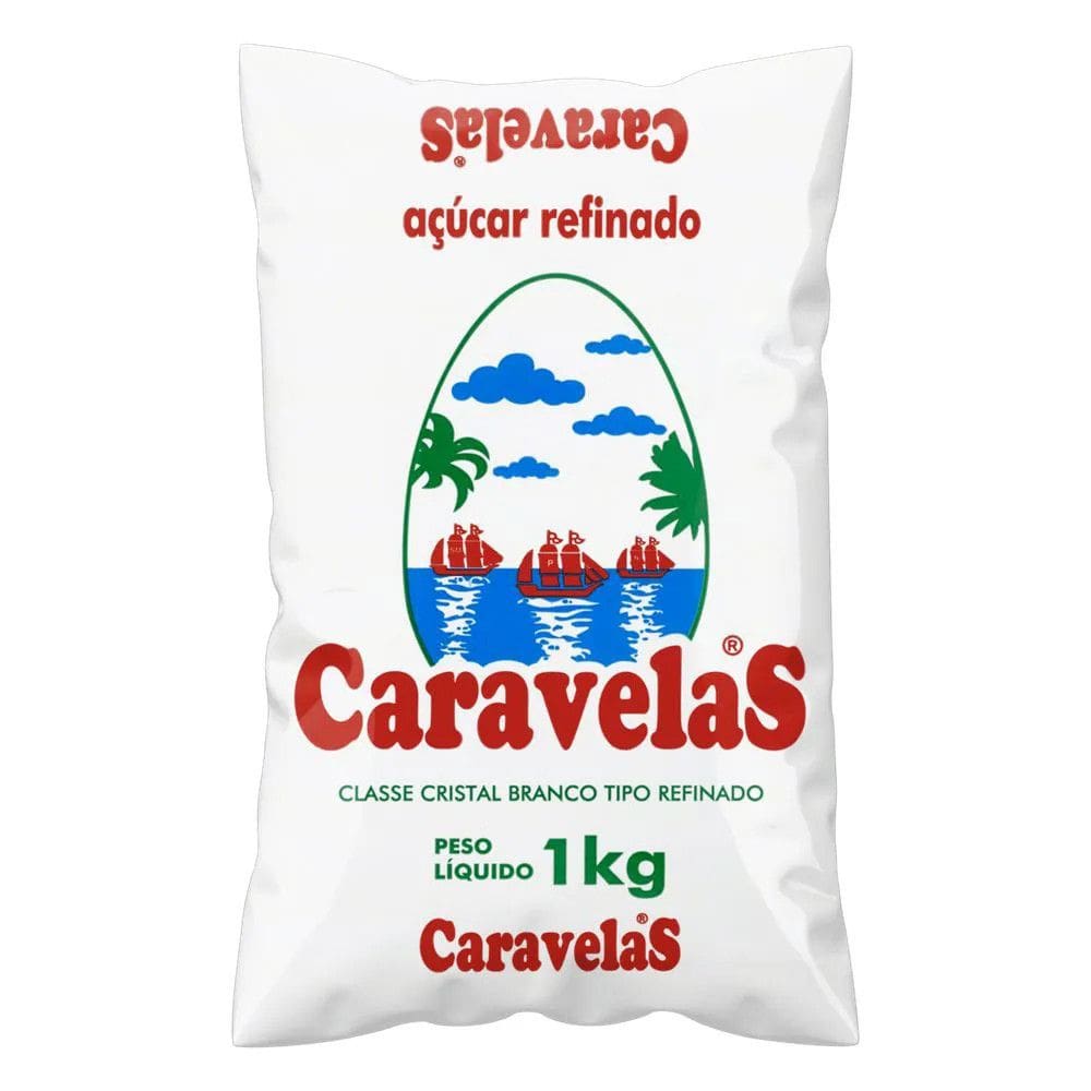 Kit com 3 Açúcar Refinado Cristal 1 Kg Caravelas