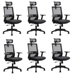 Kit 6 Cadeiras Presidente Nr17 Office Chicago Preto