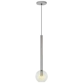 Pendente Luminária Teto Lustre Tubo Globo Vidro 14Cm Prata