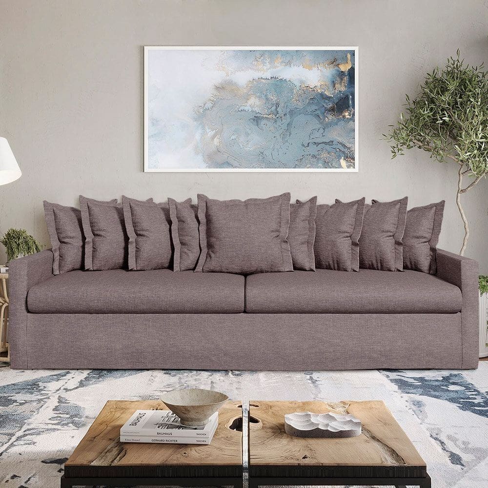 Sofá com Capa 100% Removível e Lavável Enseada 280cm Prata