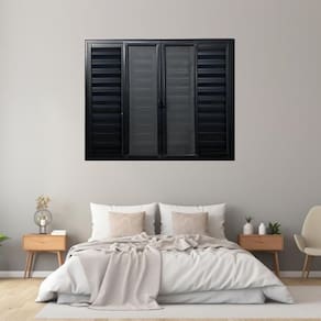 Janela Veneziana 6 Folhas com Tela Mosquiteira Aluminio 100cm x 150cm Preto