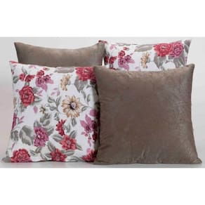 Kit 4 Almofadas Decorativas Para Sofá Estampa Cáqui Floral