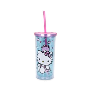 Copo Sanrio Hello Kitty Stacked Donuts Carnival 600 ml com canudo