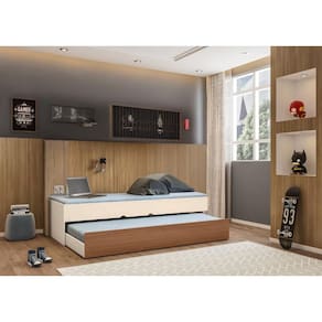 Cama Infantil com Cama Auxiliar Chiara Off White Amadeirado - Phoenix Baby