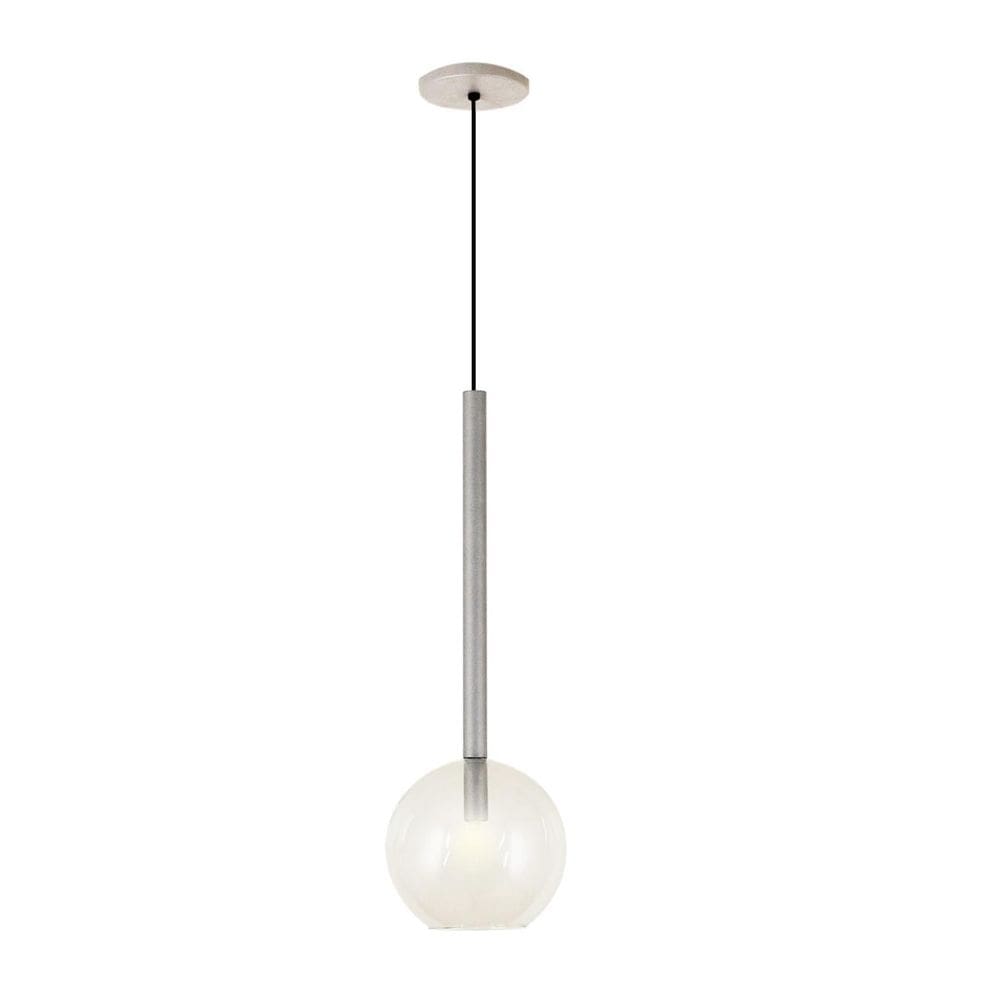 Pendente Luminária Teto Lustre Tubo Globo Vidro 20Cm Prata