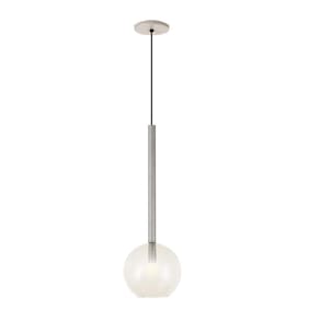 Pendente Luminária Teto Lustre Tubo Globo Vidro 20Cm Prata