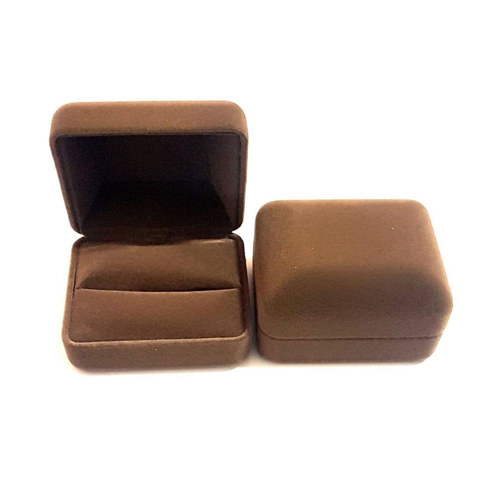 Estojo Veludo Marrom Aliança Ou Anel