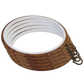 Aros de bordado guofa, 10 cm, redondos, madeira imitada, 5 peças