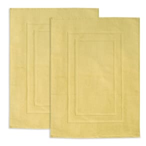 Tapetes de banho Feather & Stitch 100% algodão felpudo, 2 peças, amarelos
