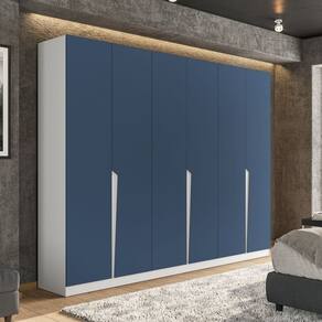 Guarda-roupa 6 Portas 4 Gavetas Porto Branco/Azul