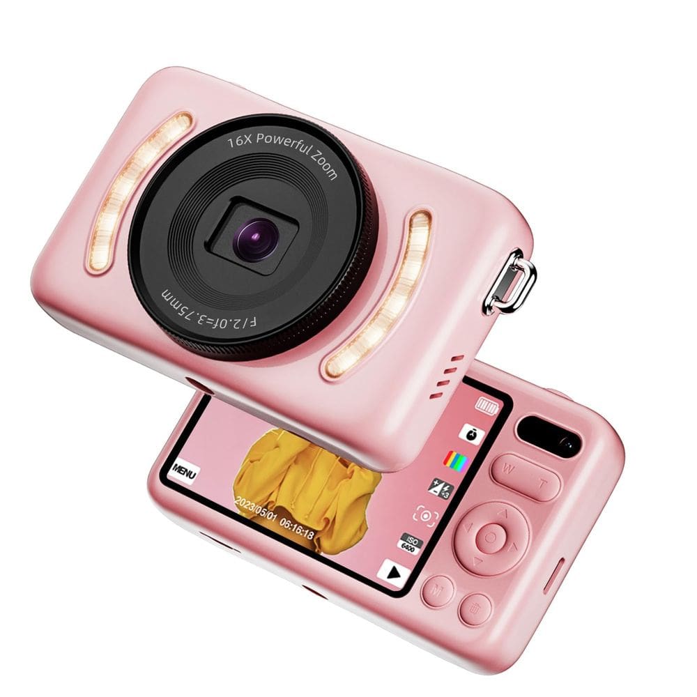 Câmera digital Vaktare Gud 64MP 64GB de armazenamento 16X Zoom rosa