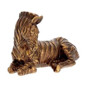 Escultura Decorativa Zebra em Poliresina Dourada 30cm 19718 Mart