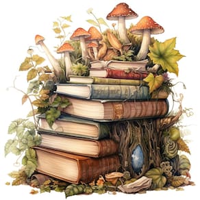 Kit de ponto cruz Moohue Magic Books and Mushrooms Adults