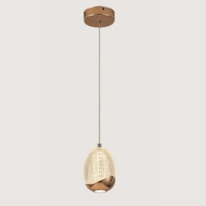 Pendente Acrílico Dourado 14,5cm Led 8W 3000K Bivolt
