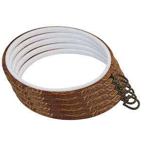 Bordados, argolas, guofa, 8 polegadas, madeira imitada, plástico x5