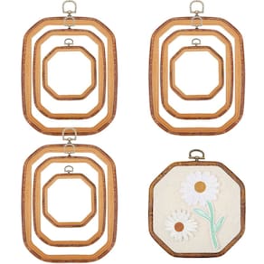 Moldura de argola bordada de madeira imitada de quinargila, 9 peças para artesanato