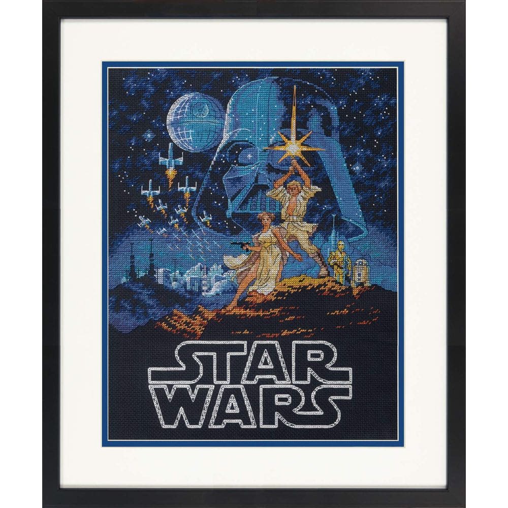 Dimensões do kit de ponto cruz Star Wars Luke & Leia 11x14cm