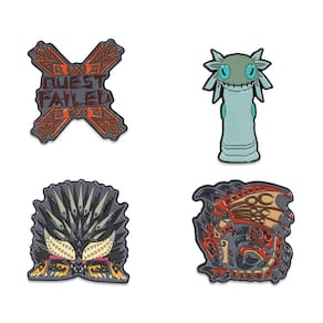 Conjunto de pinos esmaltados Monster Hunter: World Nergigante Rathalos x4