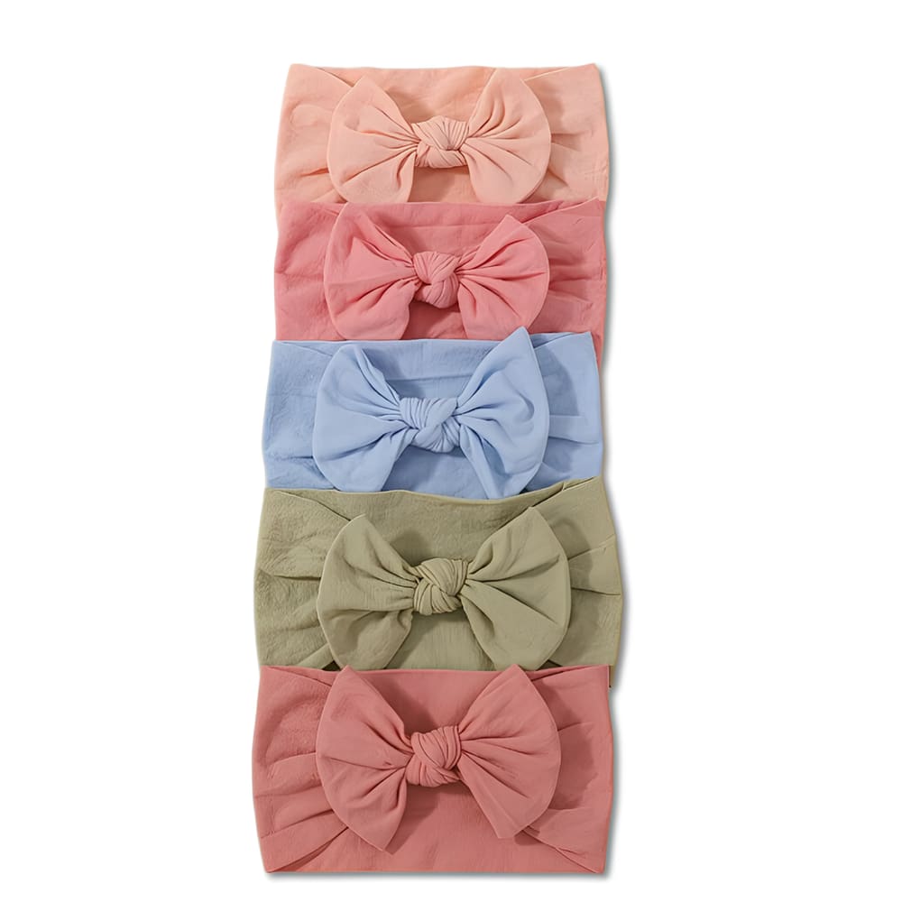 Turbante de Bebê Faixa Grossa Lacinhos Infantis Bebê Acessórios de Menina 5 Unidades