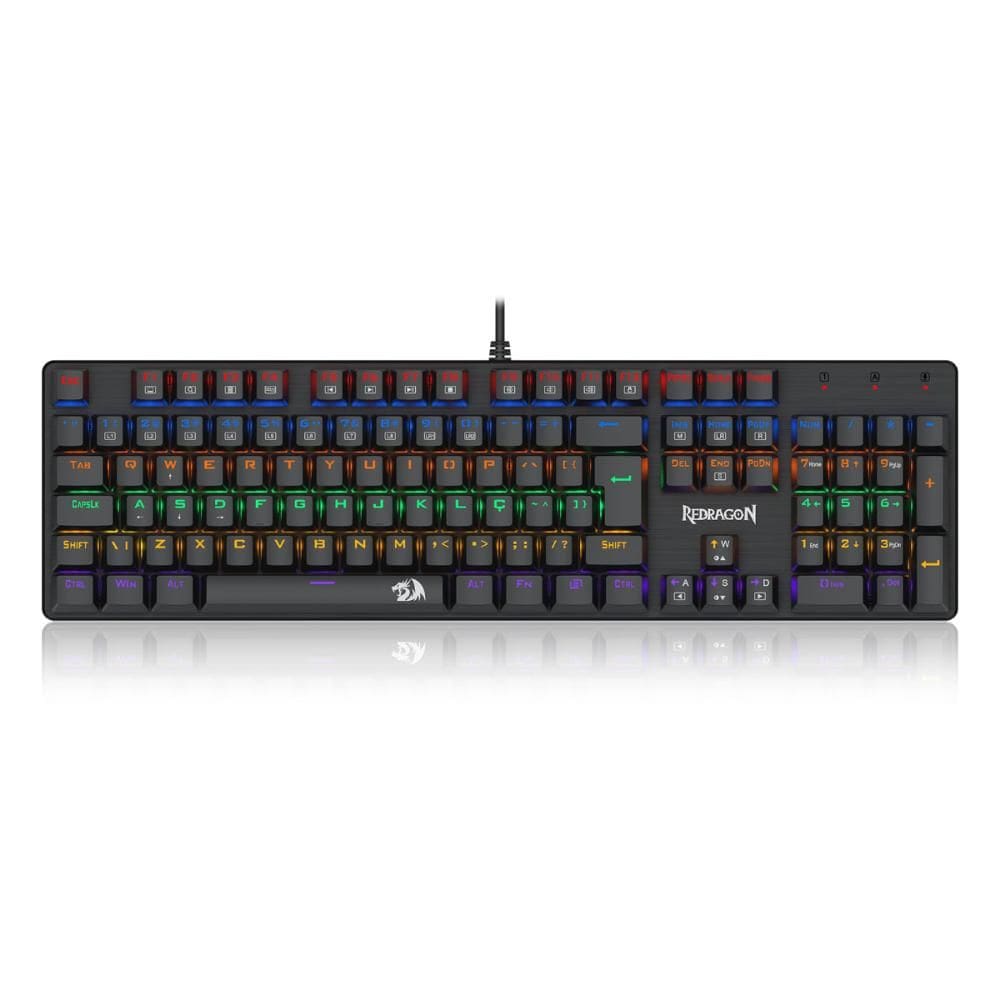 Teclado Mecânico Gamer Redragon Valheim - ABNT2 - Rainbow - Switch Brown - Preto - K608-R PT-Brown