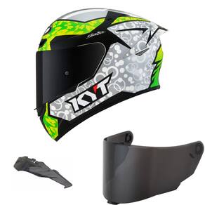 Capacete Kyt Tt Course Arbolino Verde Mais Viseira Fumê e Spoiler Fumê