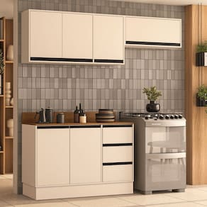 Cozinha Completa Koya 6 Portas 3 Gavetas Branco/Creme - Politorno