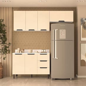 Cozinha Completa Meena 6 Portas 3 Gavetas Branco/Creme - Politorno