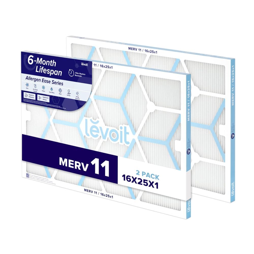 Filtro de ar LEVOIT MERV 11 para uso doméstico AC HVAC 16x25x1, pacote com 2