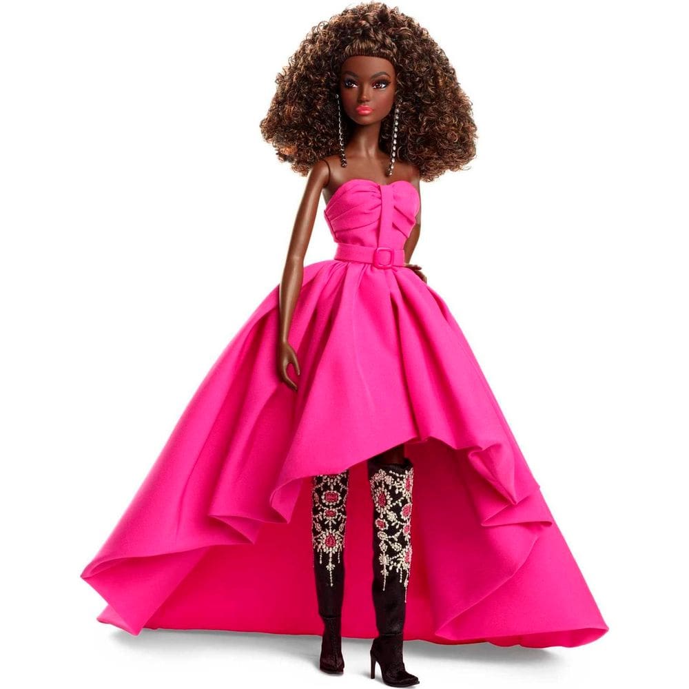 Vestido longo Doll Barbie Fuchsia em tafetá, brinquedo adulto HBX96