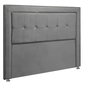 Cabeceira Estofada para Cama Box King 195cm Ravena Veludo Cinza Grafite
