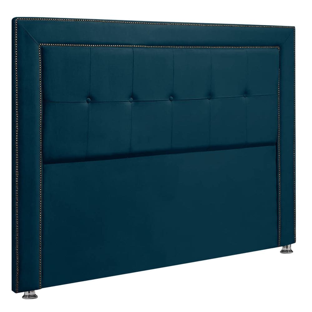 Cabeceira Estofada Para Cama Box King 195cm Ravena Azul Marinho