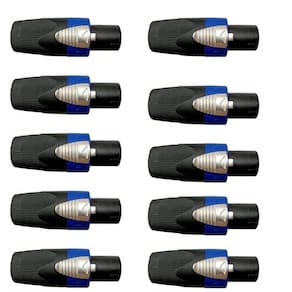 Kit 10 Conectores Speakon Macho Para Cabo Wireconex WC-605 4 Polos