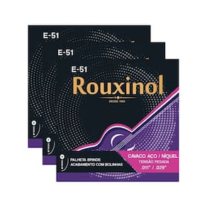 Kit 3 Encordoamento Cavaquinho Elétrico Acústico Rouxinol E51 0.11" PRE51L