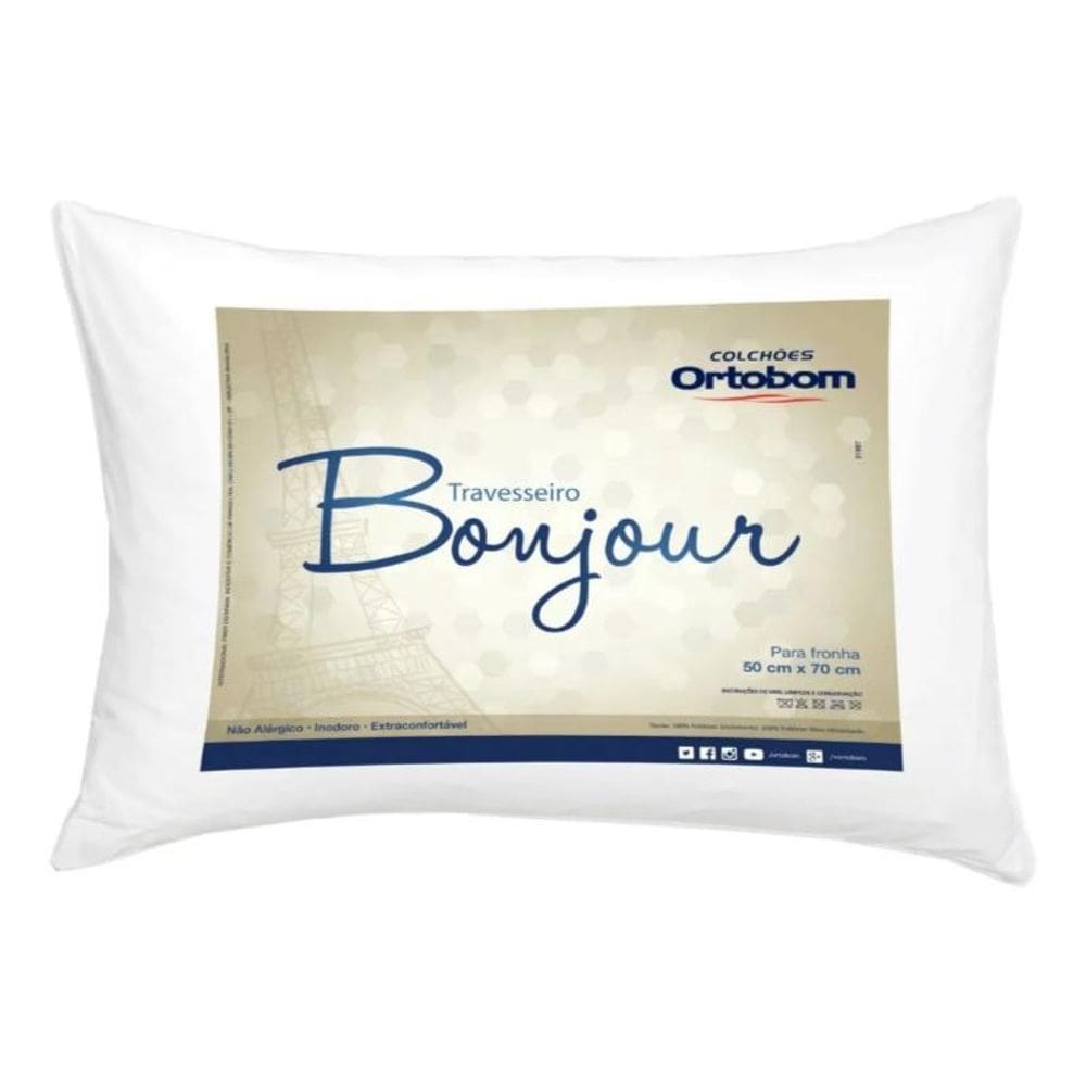 Travesseiro Ortobom Bonjour 50x70cm Branco