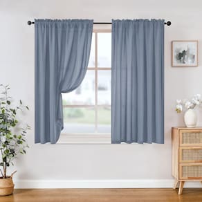 Cortinas transparentes HOMEIDEAS Stone Blue Privacy 132x137cm 2 painéis