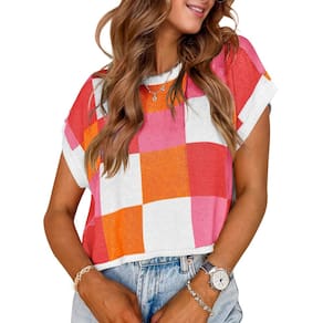 Tecido de malha vermelho Crop Top WIFFGO 2025 Primavera Verão Outono