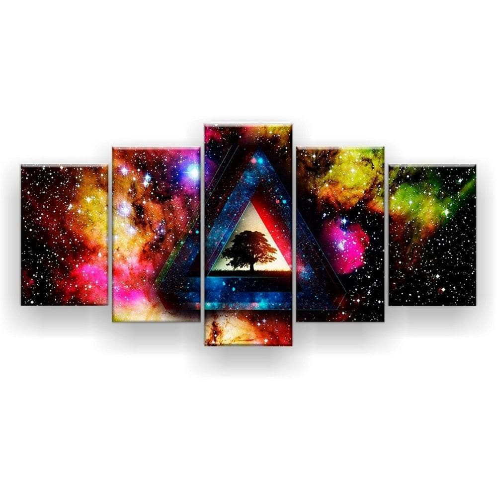 Quadro Decorativo Mosaico 5 Peças Trippy Collor Psicodélico