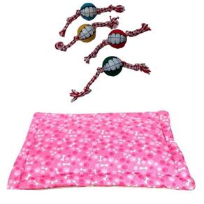 Kit Para Cães E Gatos - Colchonete G E 1 Brinquedo De Corda