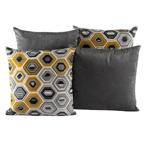 Kit 4 Almofadas Jacquard Decorativas 40X40 Cinza - 008