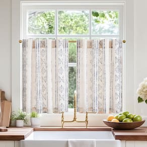 Cortinas jinchan Boho Kitchen Linen Cafe Tier 138x137cm 2 painéis