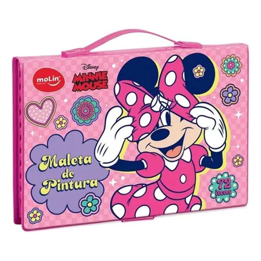 Estojo Maleta de Pintura Infantil Minnie 72 Peças Laço Rosa - Molin