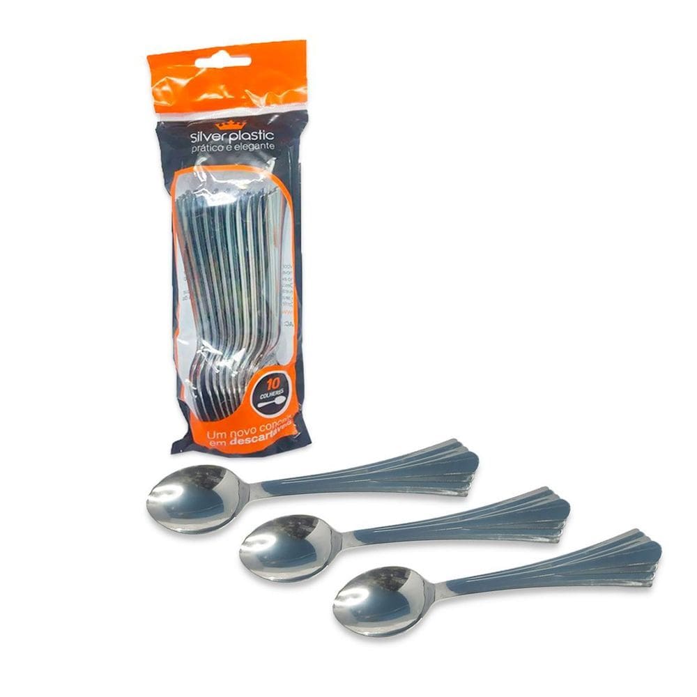 20Un Colher Silver Plastic De Luxo Refeição