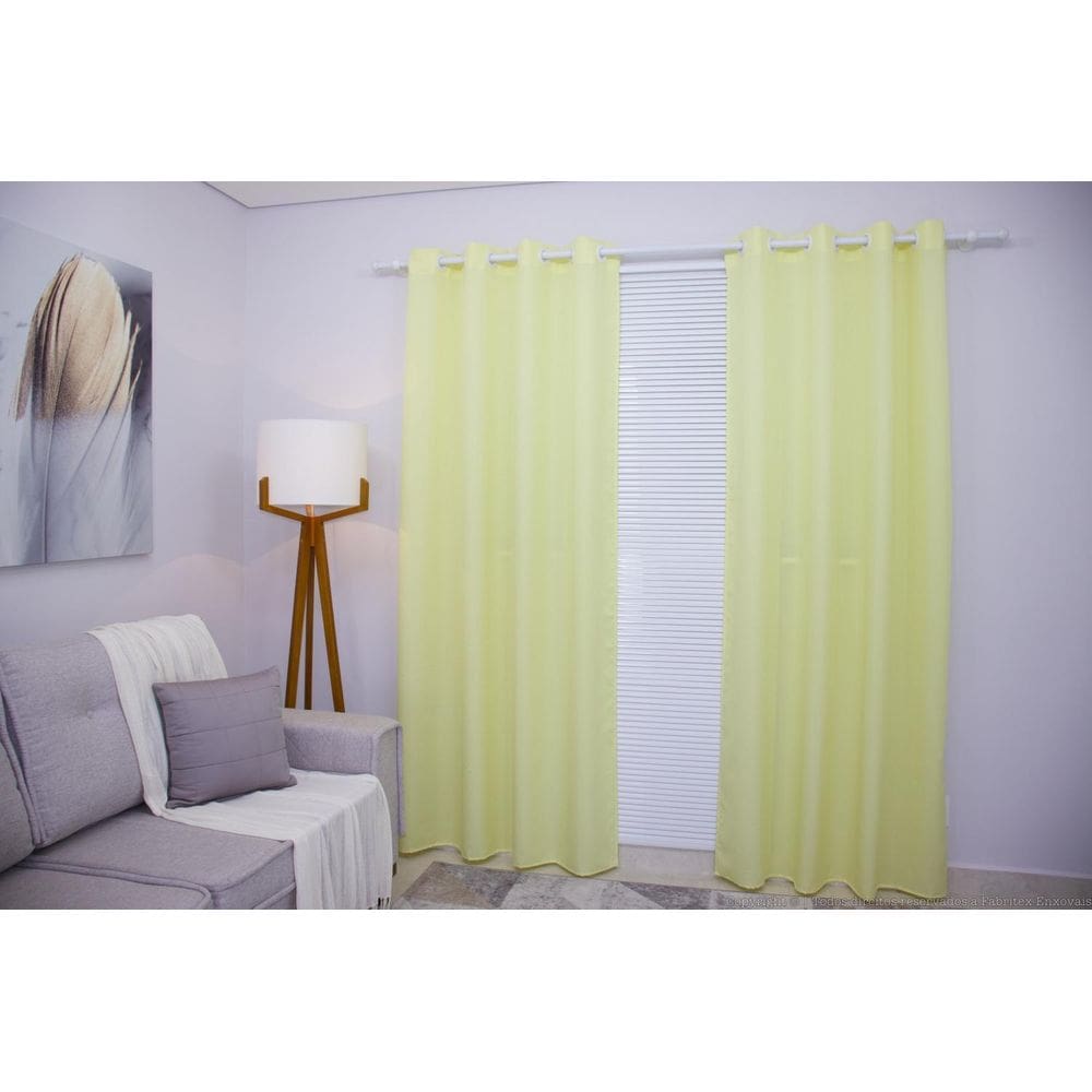 Cortina Oxford Amarelo-Bebê 3,00 x 2,70 Sala/Quarto Varão