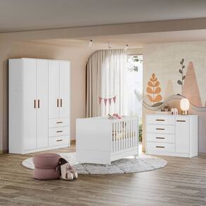 Quarto Infantil com berço Pérola Cor Branco - Peternella
