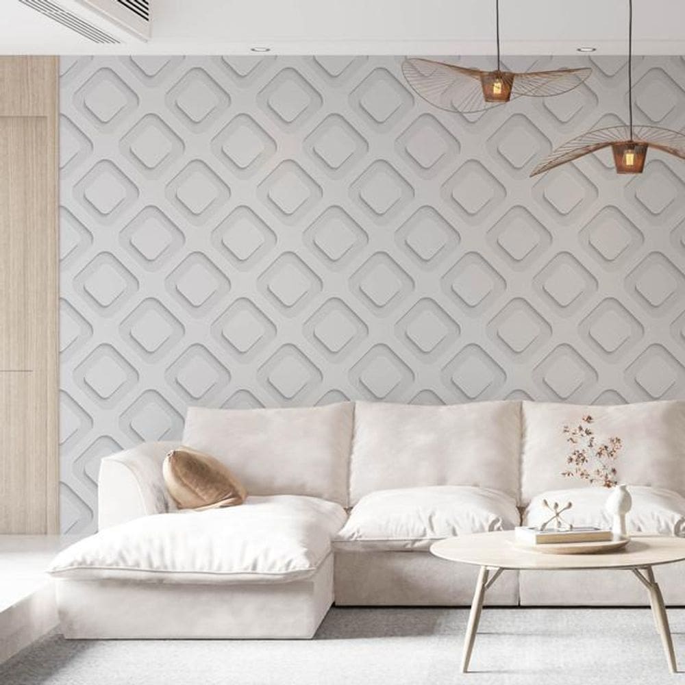 Papel De Parede Adesivo Abstrato 3D Branco 02 - 3,0M